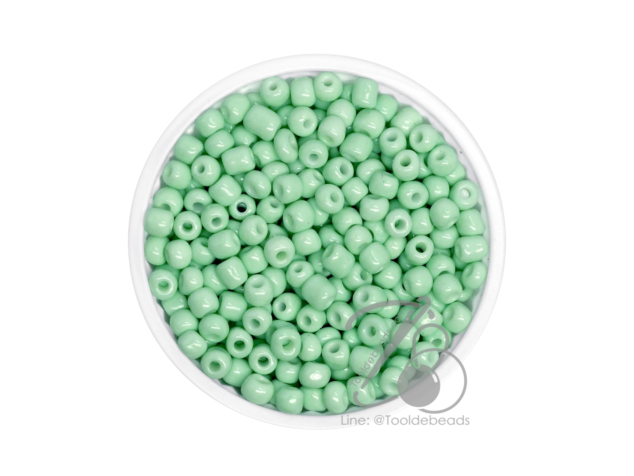 OK Brand ลูกปัดเม็ดทราย 6/0 โทนด้าน สีเขียวตองอ่อน (100 กรัม) SKU-11413
