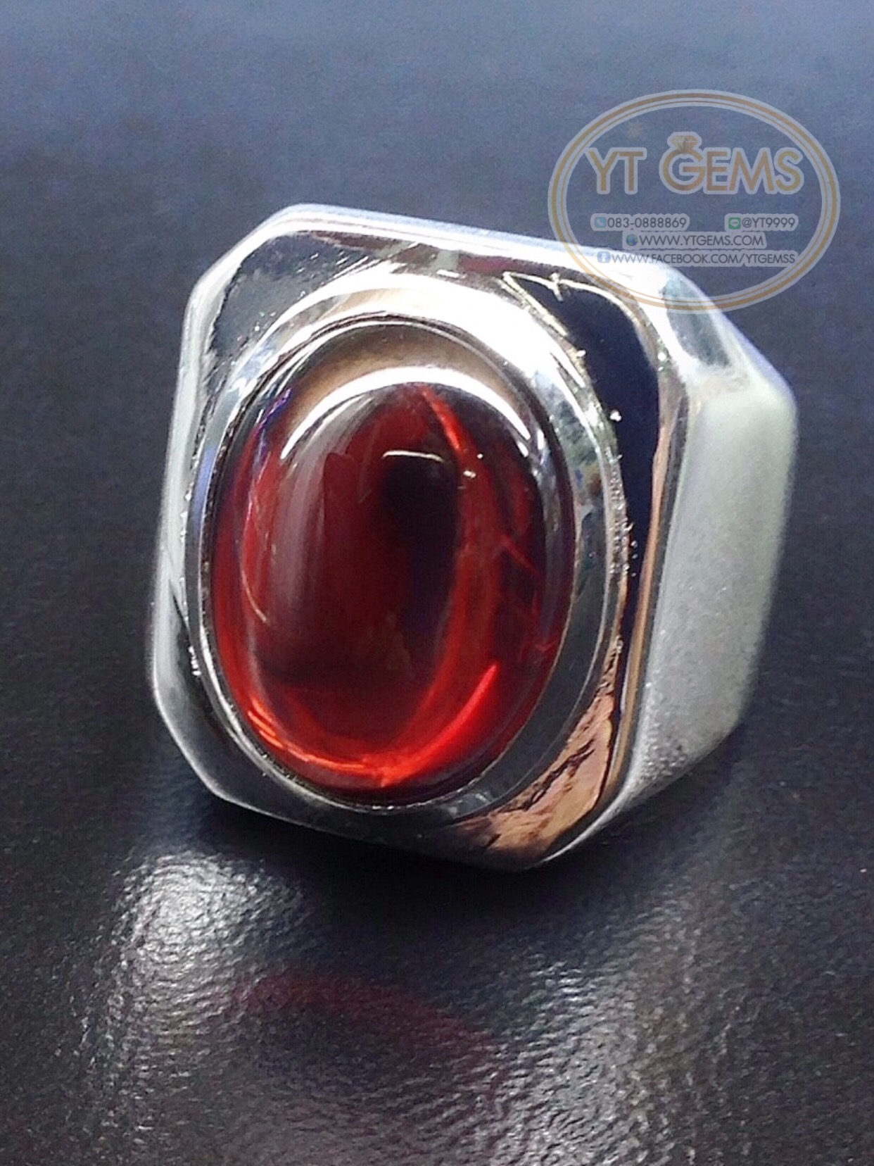 แหวนเงินแท้92.5% พลอยโกเมน(cz) YTG-5673 YTGEMS