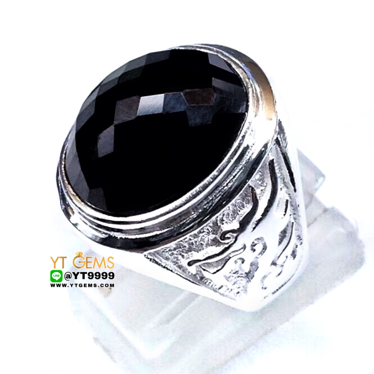แหวนนิล แหวนมังกร แหวนเงินแท้ 92.5% ข้างลายมังกร ประดับ พลอยนิลแท้ YTG-10044 YTGEMS
