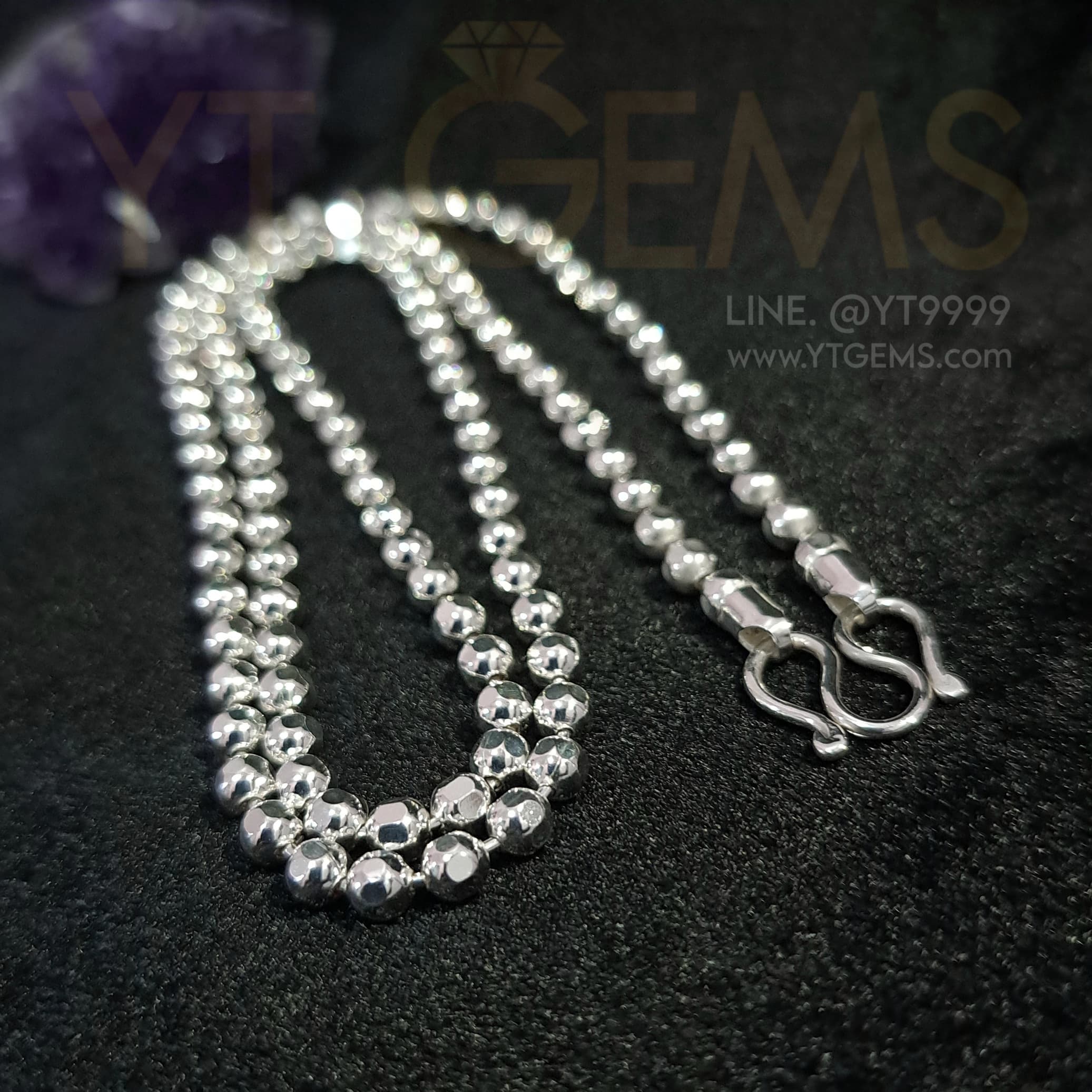 สร้อยคอ เงินแท้ ลายเม็ดมะยม ตัดเหลี่ยม 4 มม. 26 นิ้ว YTG-11914 YTGEMS whole