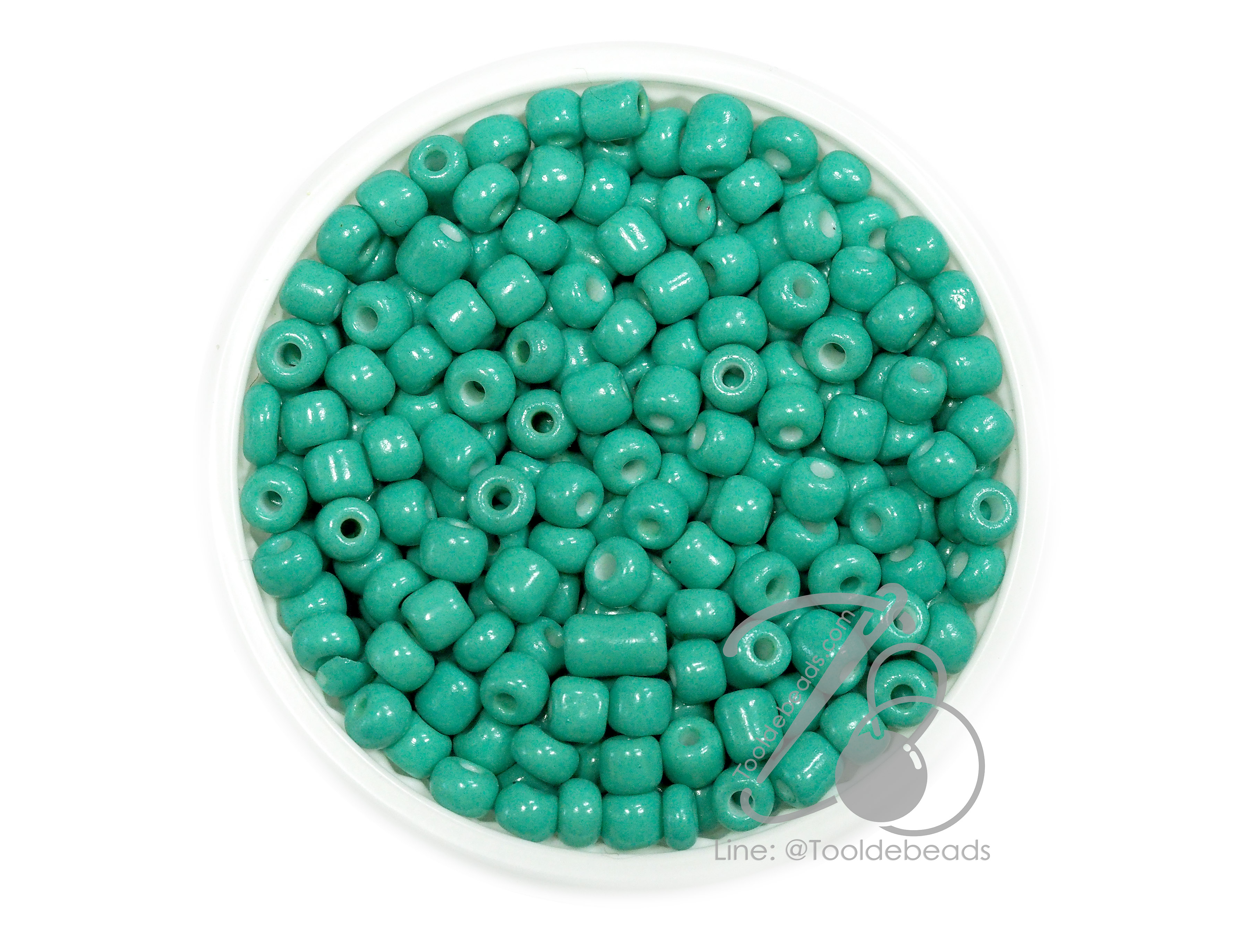 OK Brand ลูกปัดเม็ดทราย 6/0 โทนด้าน สีเขียวทะเลเข้ม (100 กรัม) SKU-14612