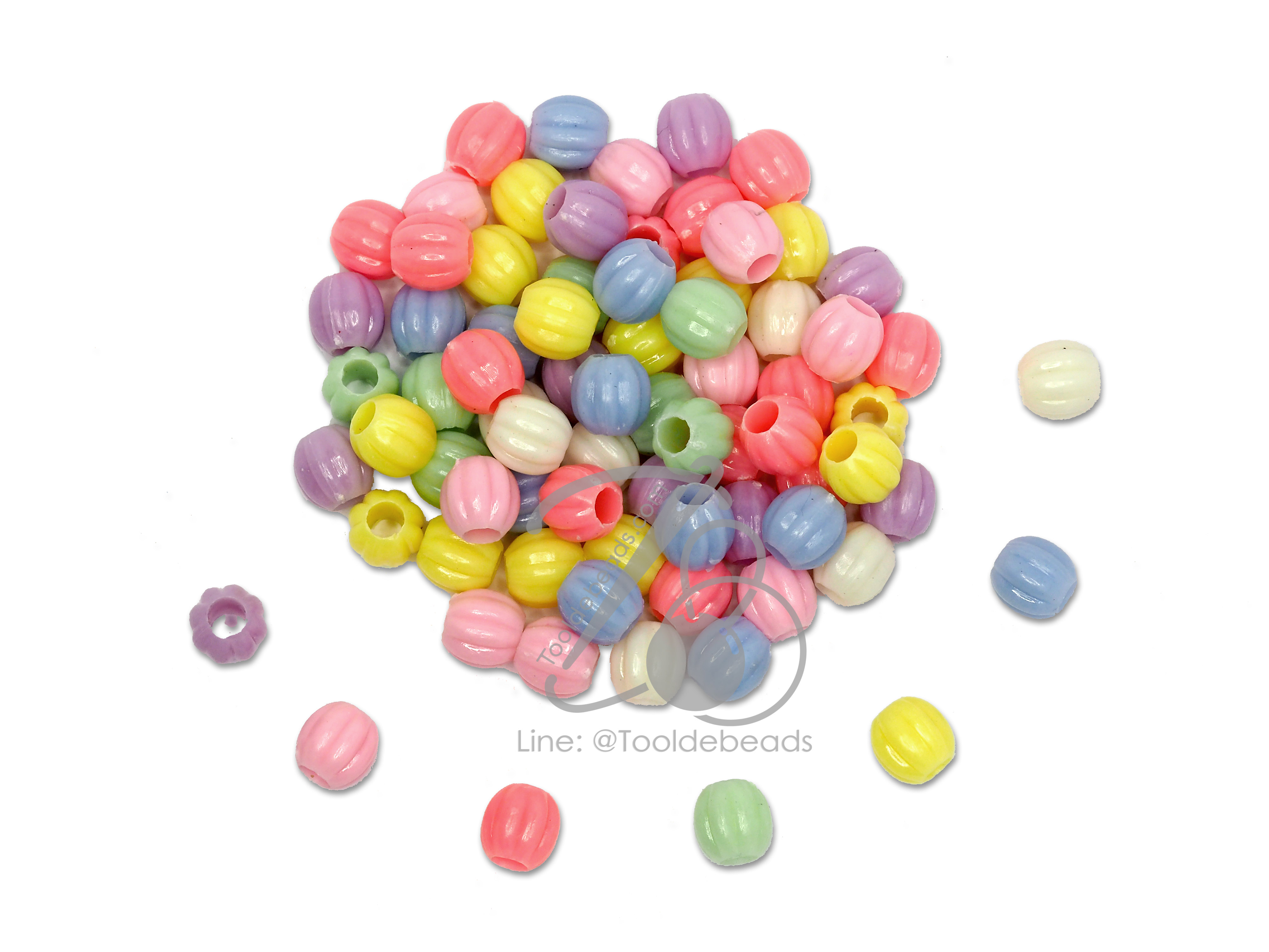 ลูกปัดอะคริลิค 13*12มม. ทรงโอ่งมะเฟืองเล็ก สีหวาน (500 กรัม) SKU-07574