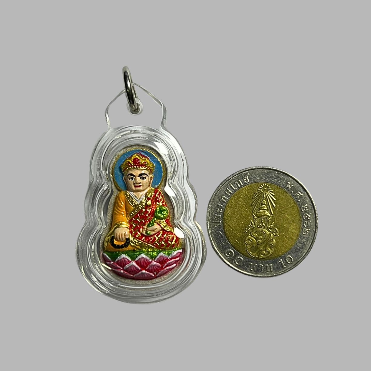 พระเนื้อผงพุทธคุณไต้ฮงกงโจวซือ ด้านหลังประทับตราฮู็ของท่าน เนื้อผงเพ้นท์สีสวยมากค่ะหายากค่ะ