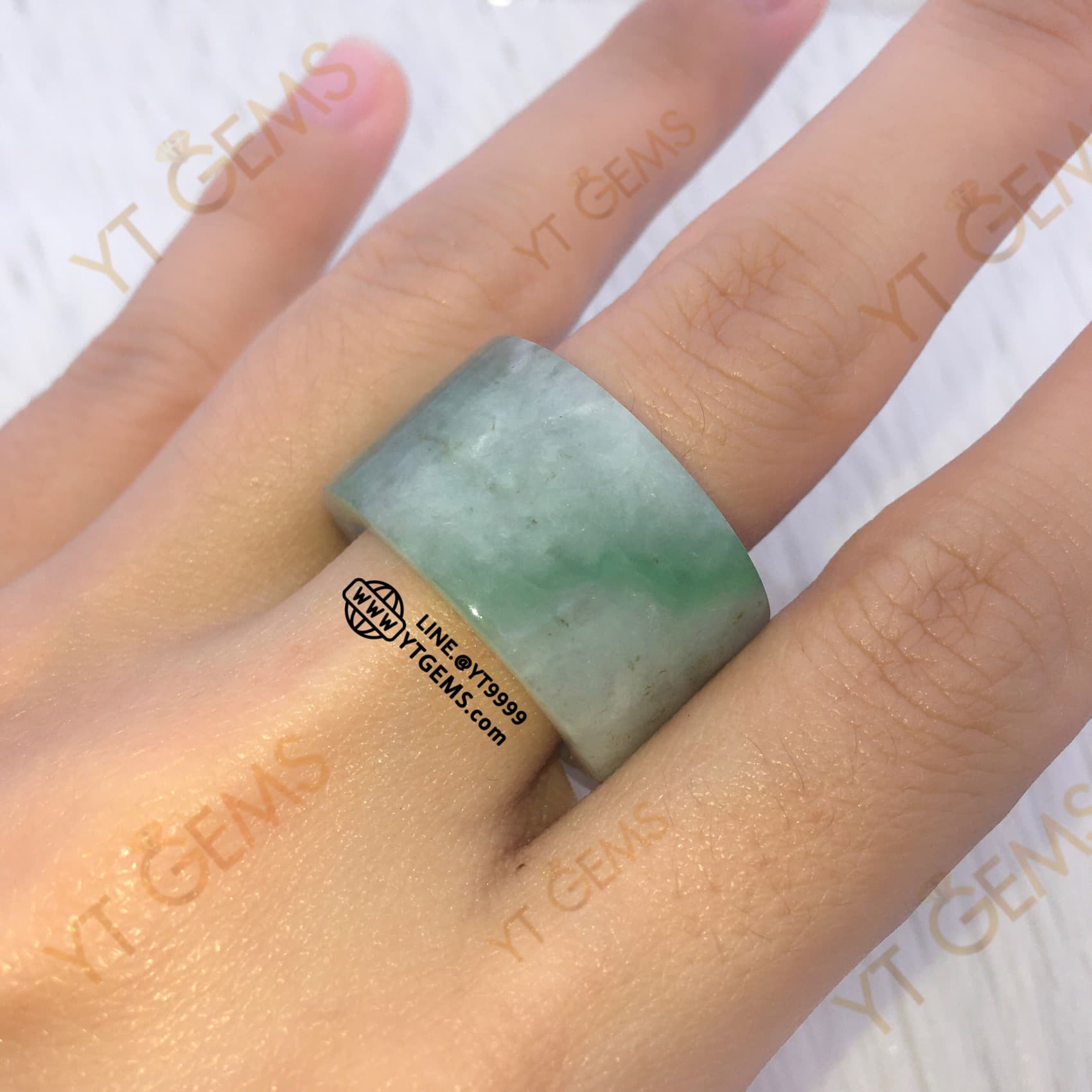 แหวนหยกแท้ (วงใน 20 มม. เบอร์ 63) หยกพม่า หยกแท้ทั้งวง YTG-11613 YTGEMS