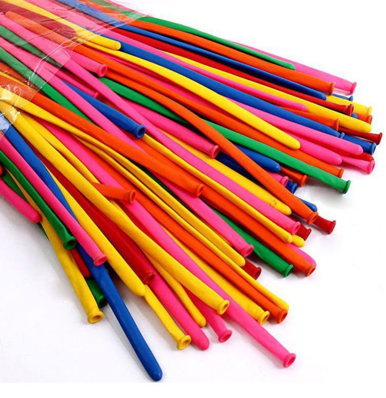 ลูกโป่งยางหลอดยาว คละสี / 80 ใบ