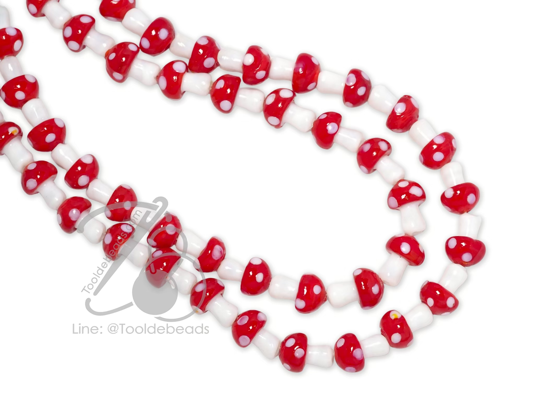 ลูกปัดแก้ว 10*13มม. ทรงเห็ด (23 เม็ด) SKU-18491