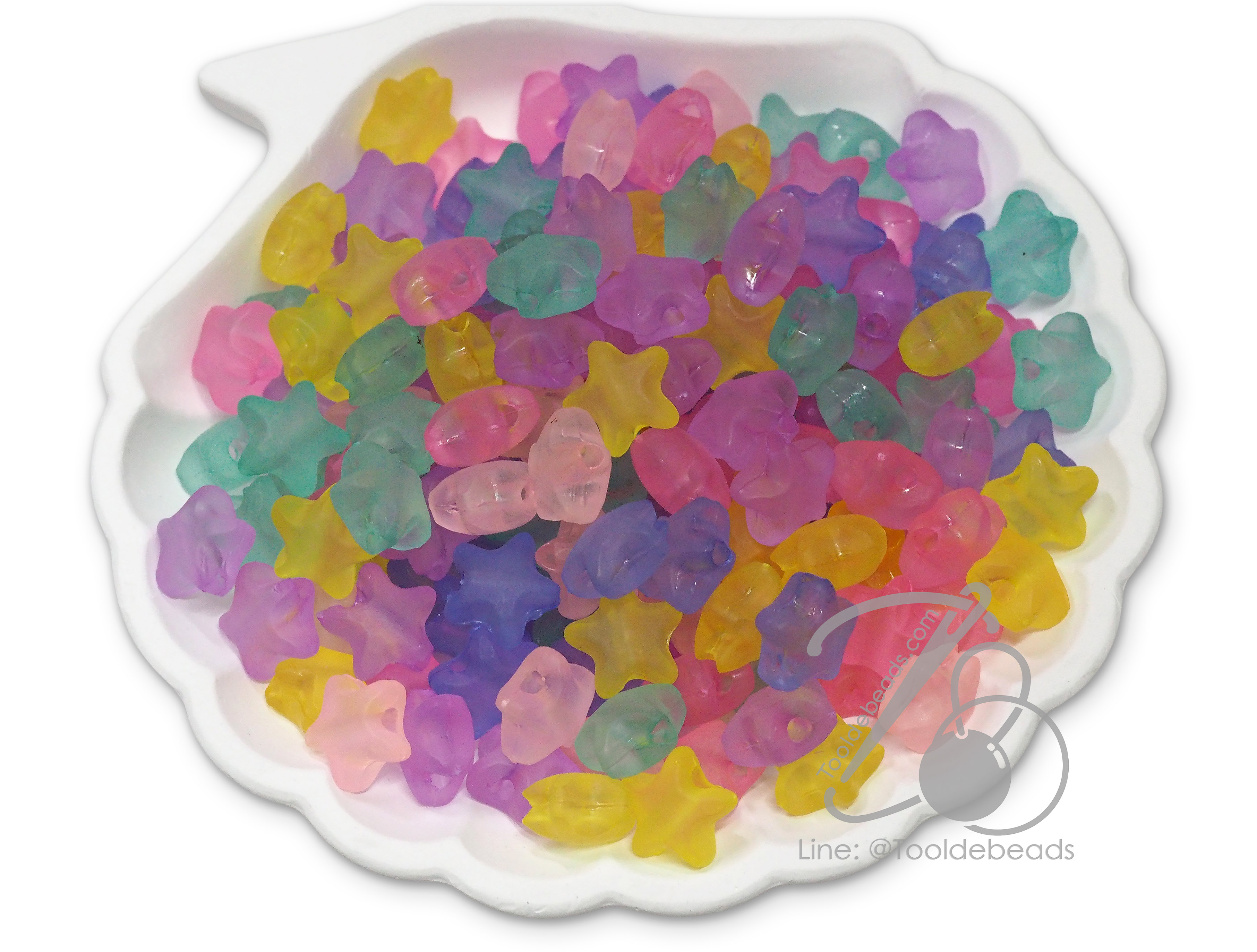 ลูกปัดอะคริลิค 12มม. ลายดาว คละสีขุ่นหวาน (15 กรัม) SKU-16274