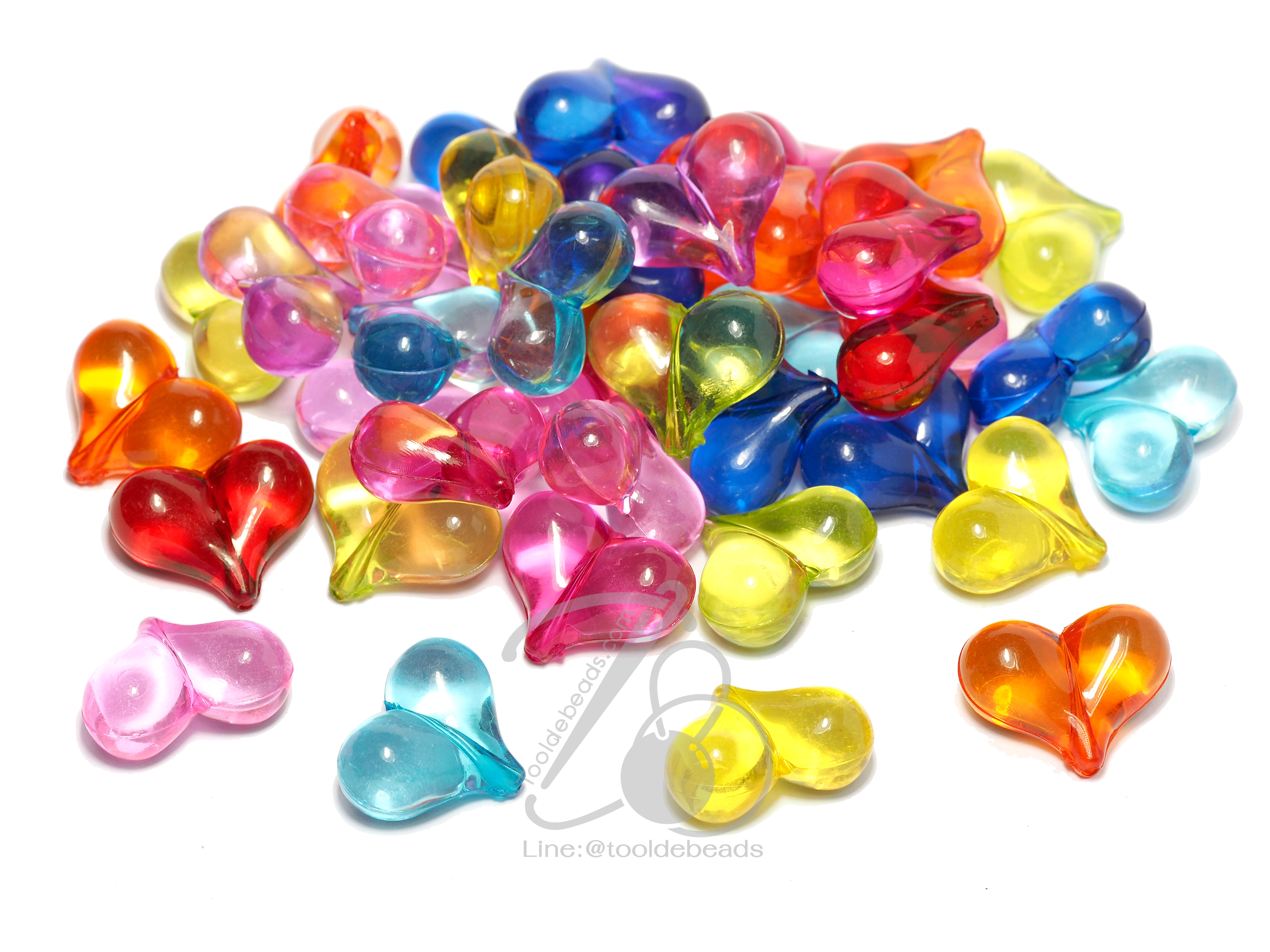 ลูกปัดอะคริลิค 20มม. ลายหัวใจแหลม สีใส (100 กรัม) SKU-18217