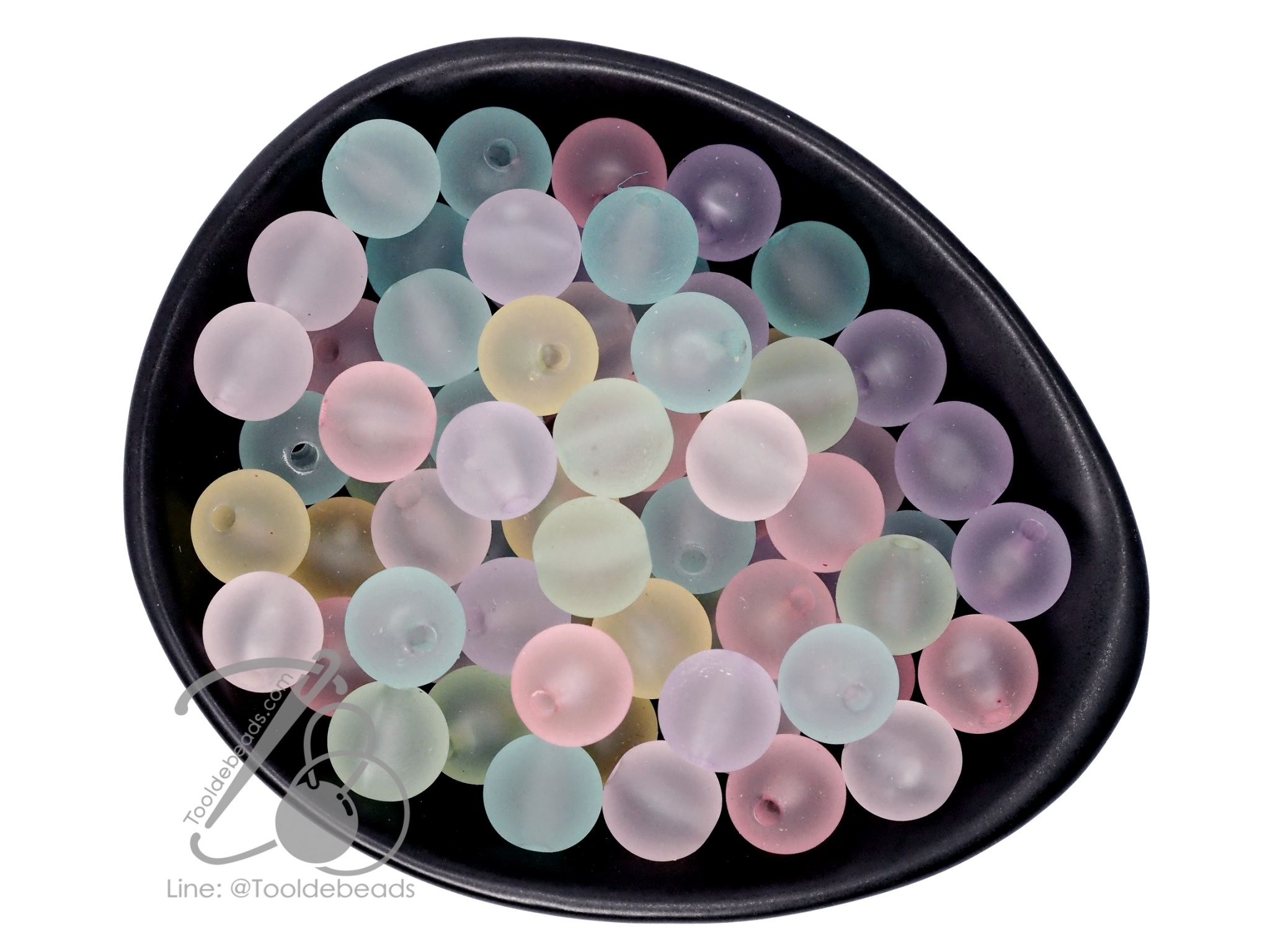 ลูกปัดเนื้อทราย 12มม. ทรงกลม สีพาสเทล (500 กรัม) SKU-11928