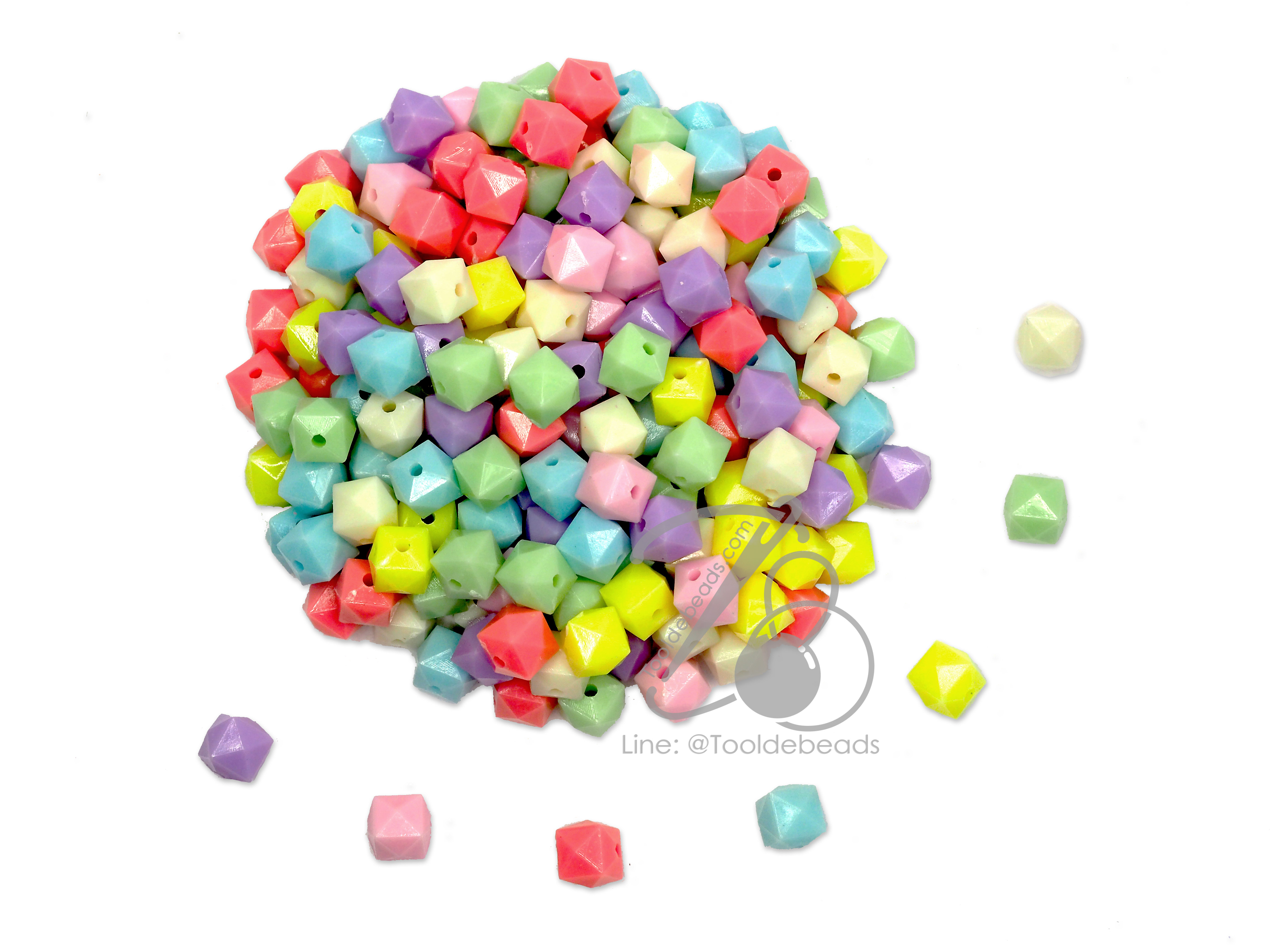 ลูกปัดอะคริลิค 6มม. ลายเต๋าเจีย สีหวาน (15 กรัม) SKU-07560