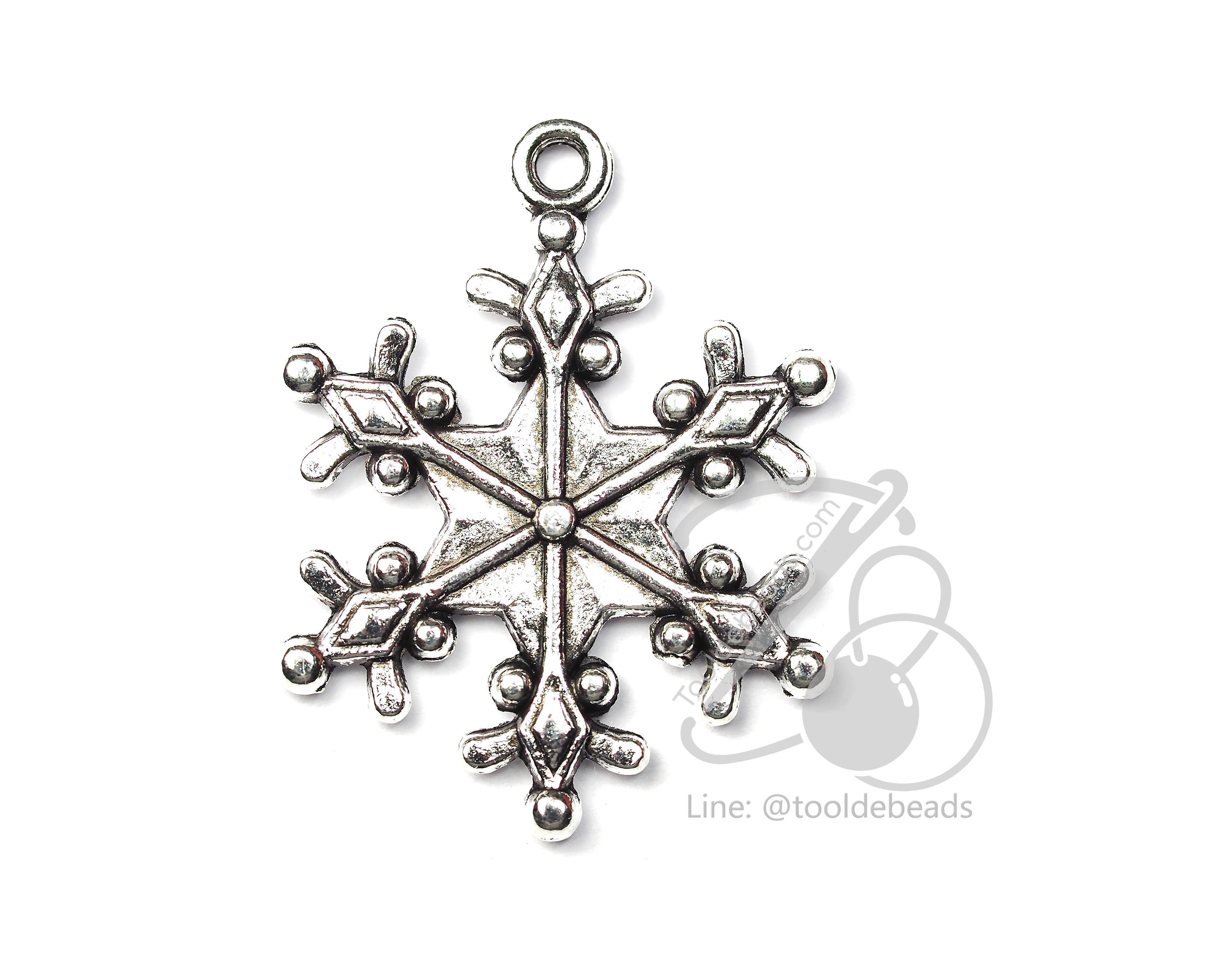 จี้เหล็ก 285 23*29มม. ลายหิมะ สีนิกเกิ้ล (1 ชิ้น) SKU-00751