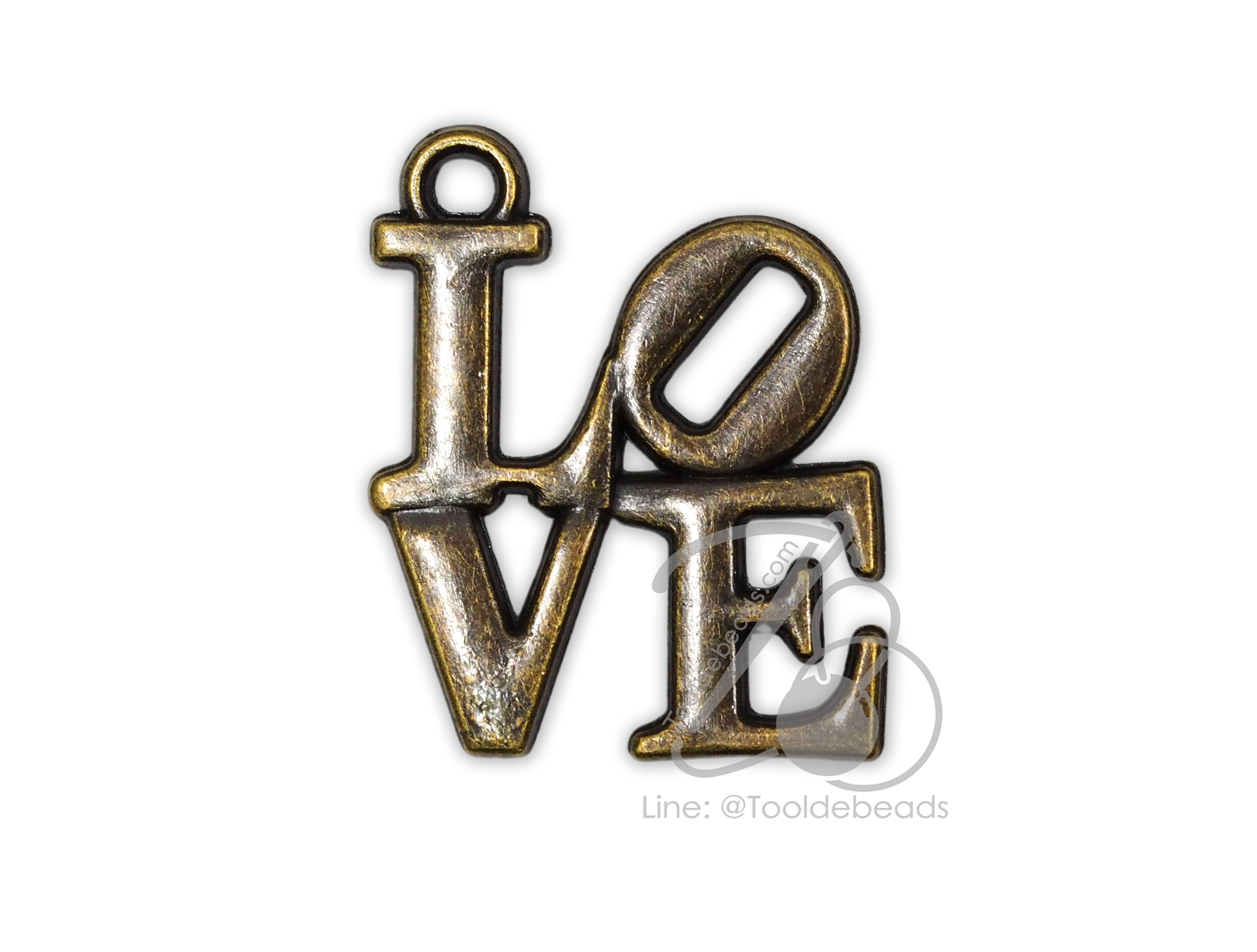 จี้เหล็ก 605 21*28มม. ลายLOVE สีสนิม (1 ชิ้น) SKU-16841