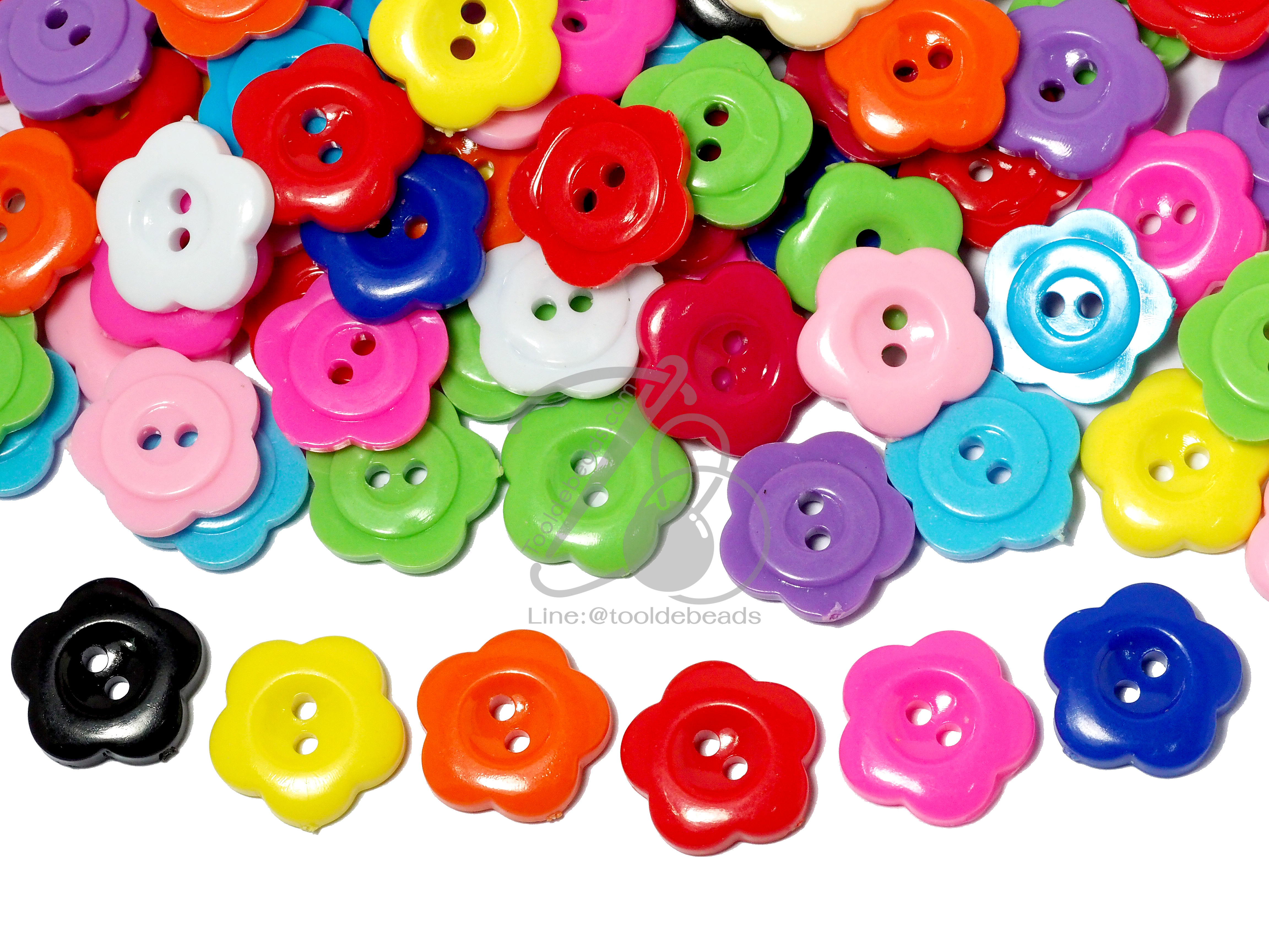 กระดุม ลายดอกไม้ คละสี (ราคาปลีก) SKU-09782