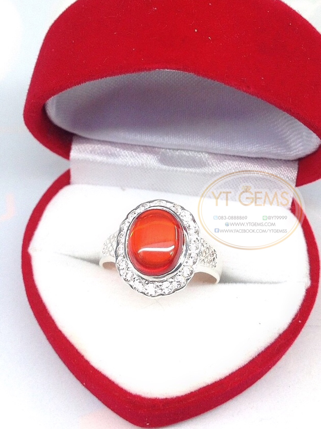 แหวนเงินแท้92.5% พลอยโกเมน(cz) ตกแต่งเพชรSwiss YTG-5640 YTGEMS