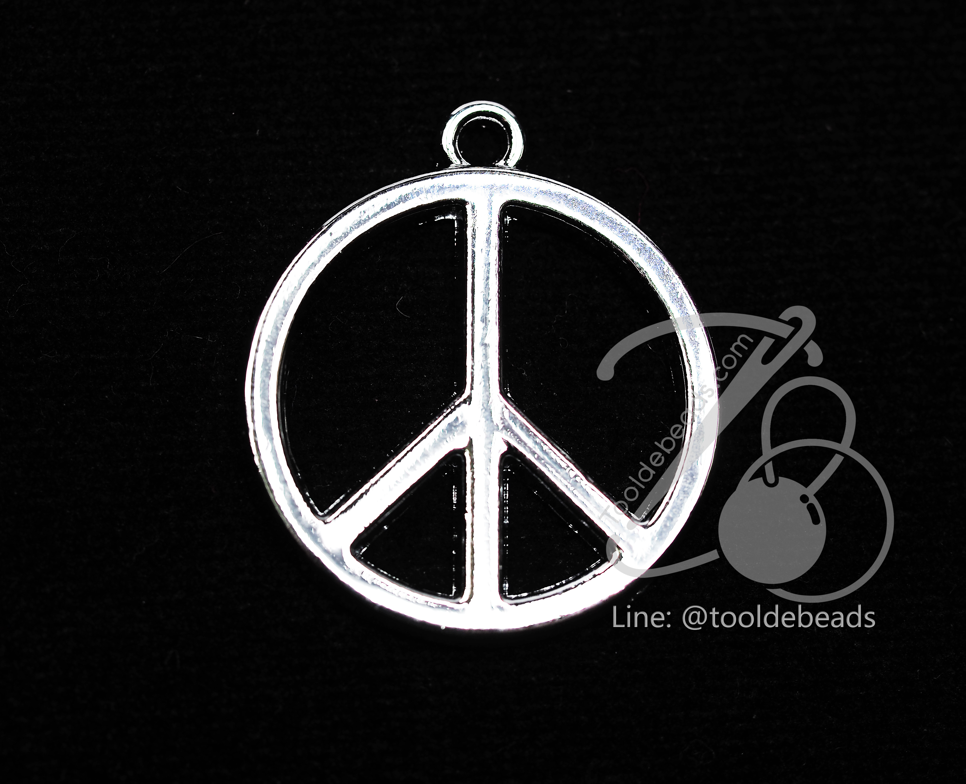 จี้เหล็ก 103 25มม. ลายpeace สีเงิน (1 ชิ้น) SKU-00384