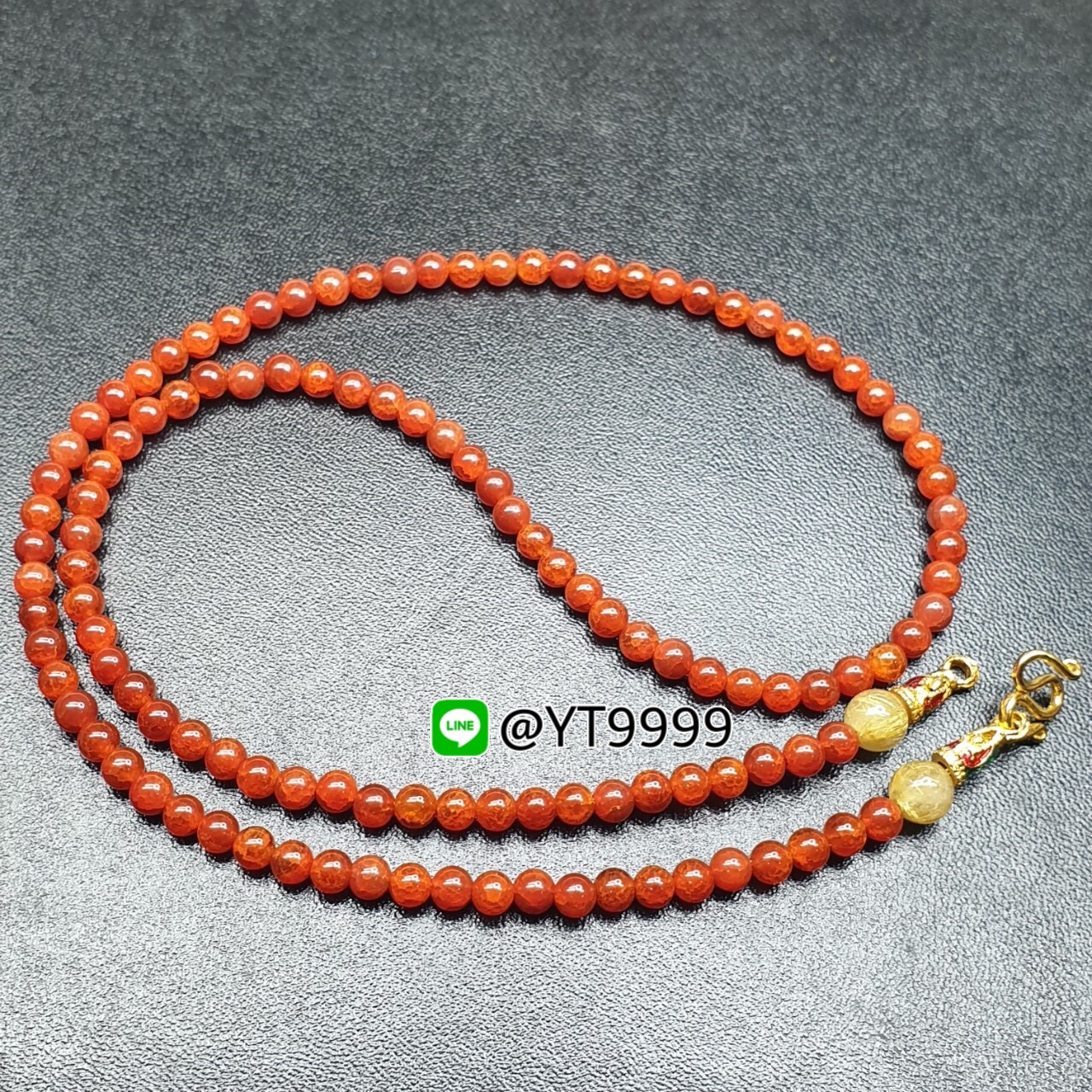 สร้อยคอหินมงคล หินเกล็ดมังกรแท้ สีแดง ยาว 52 เซนติเมตร ขนาด 4 มิลลิเมตร YTG-7164 YTGEMS