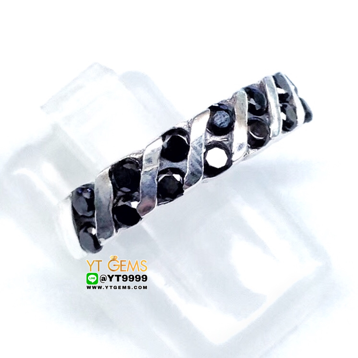 แหวนนิล แหวนแถว แหวนเงินแท้ 92.5% ประดับ พลอยนิล (cz) YTG-10070 YTGEMS