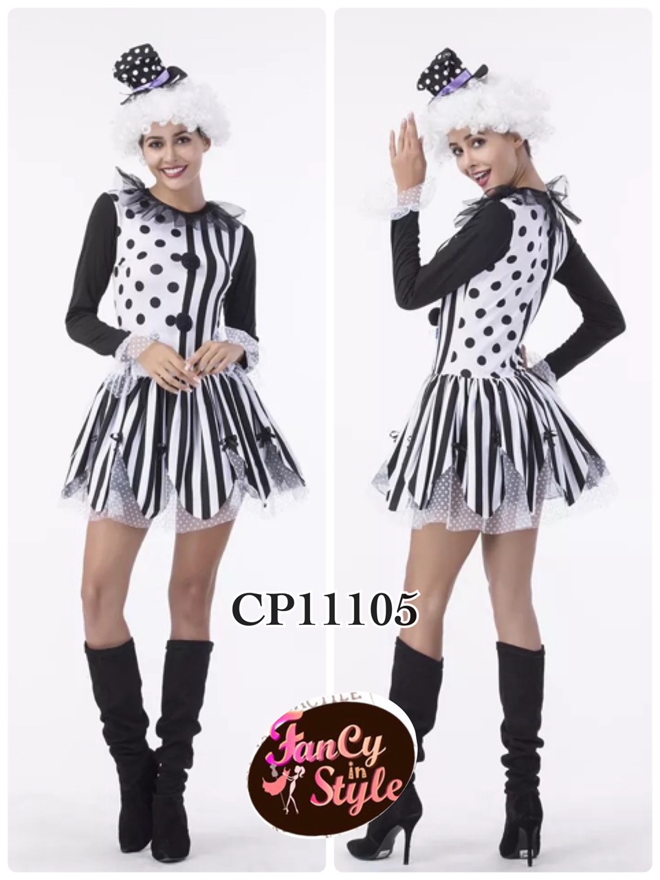 Fairy tale/Disney /Cartoon/Game costume/Ms.Clown Costume/ชุดแฟนซีตัวตลกโบโซ่สำหรับผู้หญิง