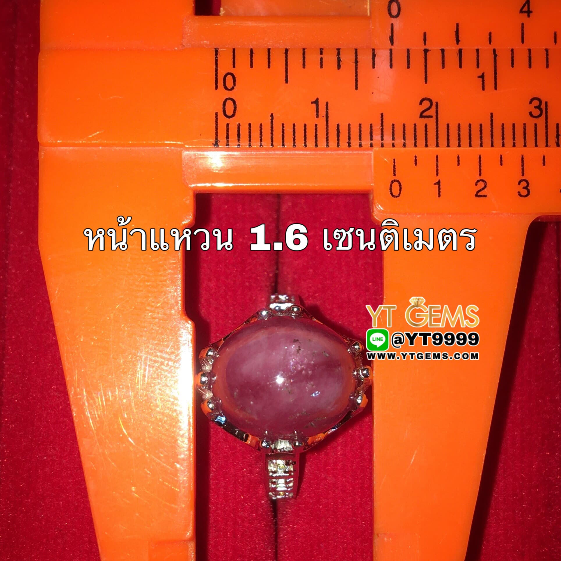 แหวนทับทิมกินบ่เซี่ยง ข้างเพชร แหวนเงินแท้ 92.5% ชุบทองคำขาว ประดับ พลอยทับทิมกินบ่เซี่ยงแท้ (สะท้อนเหลือบ) ตกแต่ง เพชรSwiss หน้าแหวน 1.6 ซม. YTG-7644 YTGEMS