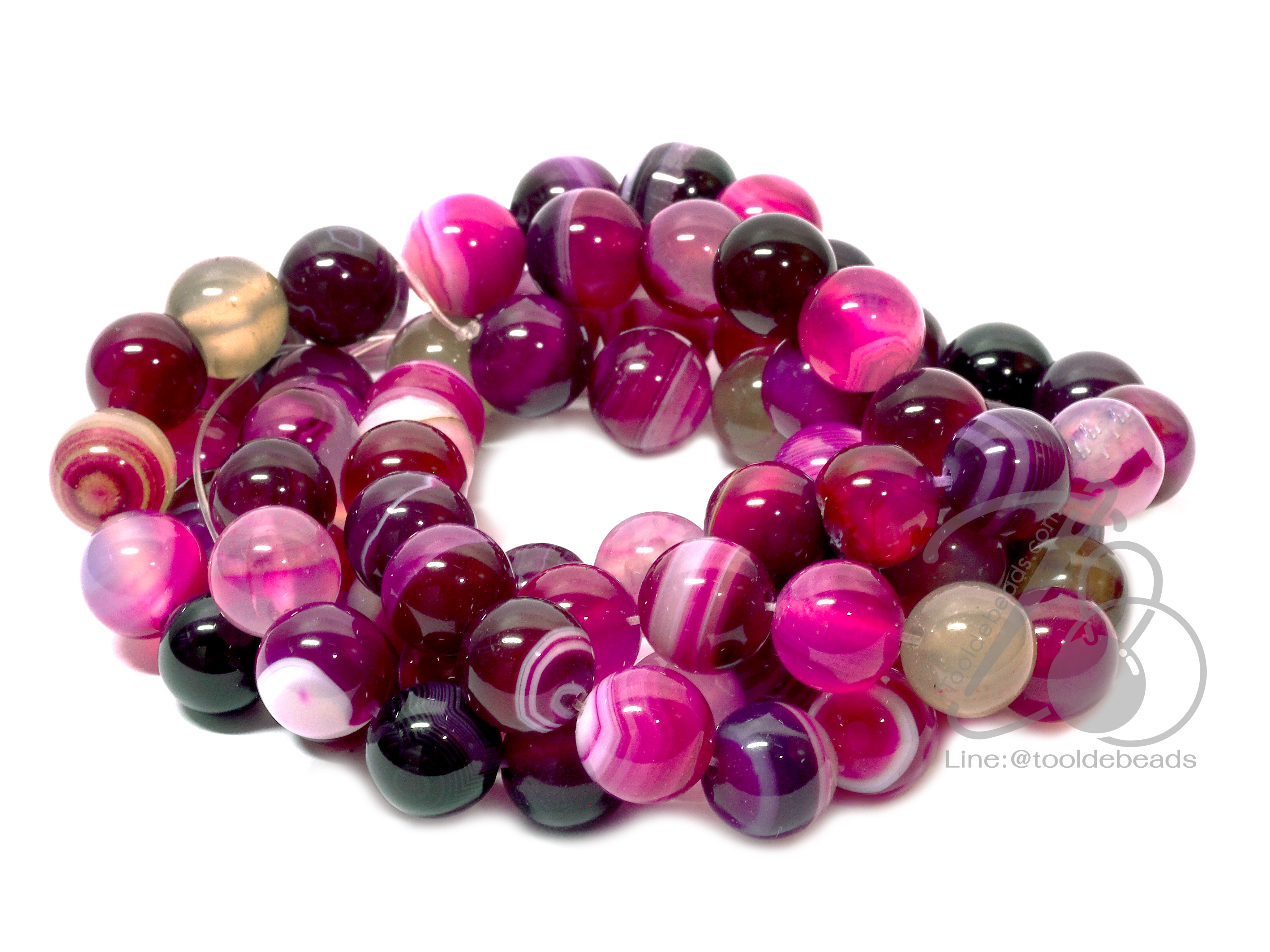 หิน pink agate 10มม. (39 เม็ด) SKU-01253