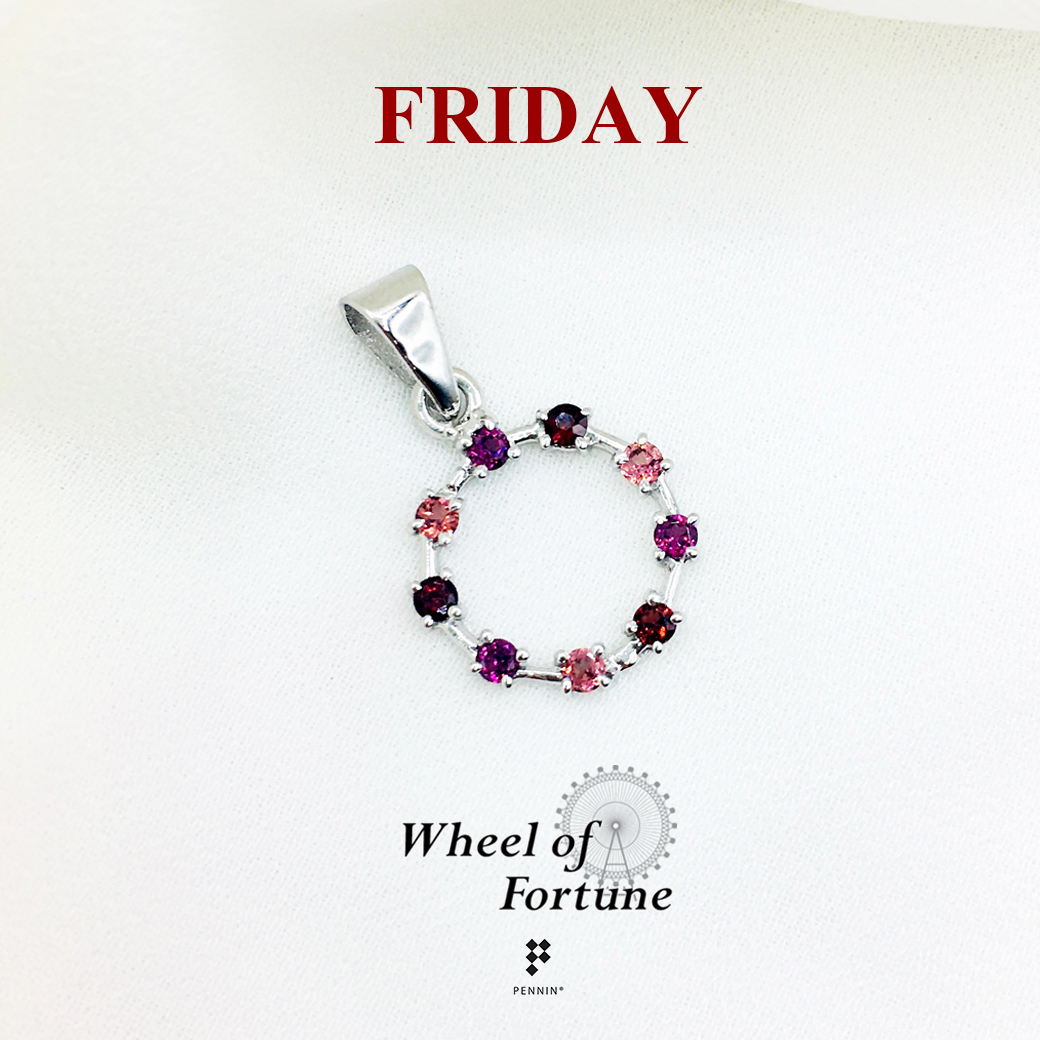 จี้พลอยแท้ Wheel of Fortune พลอยโกเมน เสริมดวงการเงินสำหรับคนวันศุกร์ เงินแท้ ชุบทองคำขาว