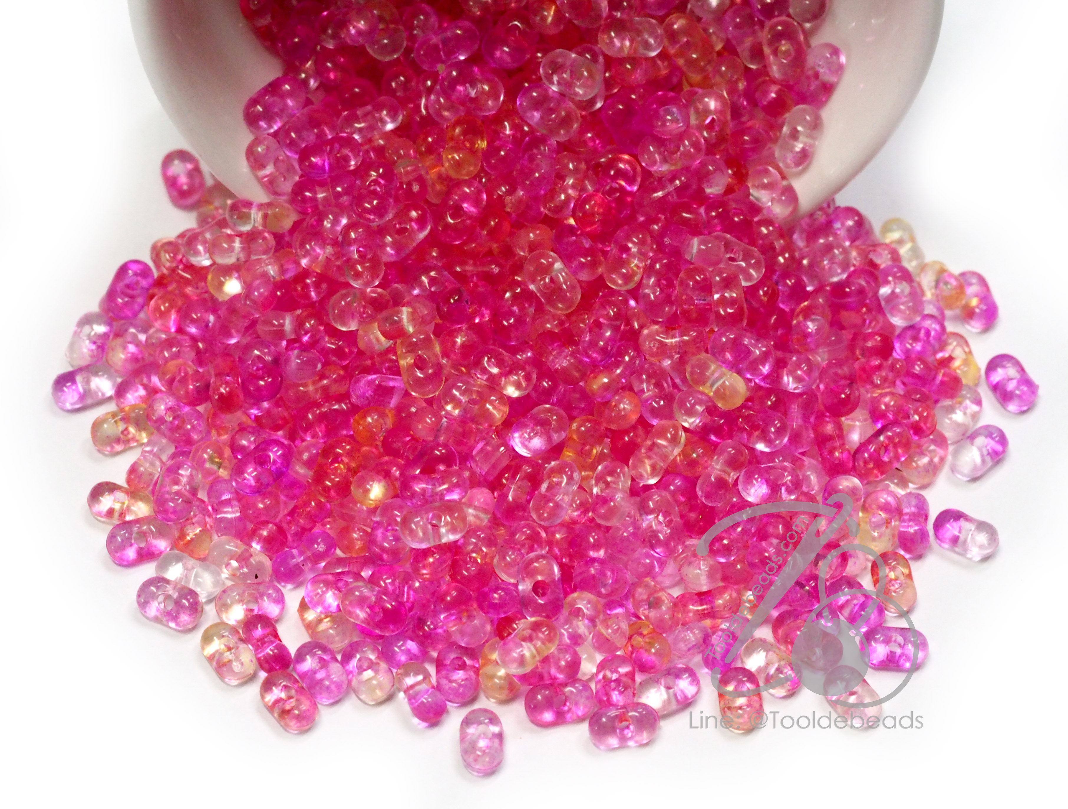 ลูกปัดพลาสติก 6มม. ลายเม็ดถั่ว โทนมุก (10 กรัม) SKU-16281