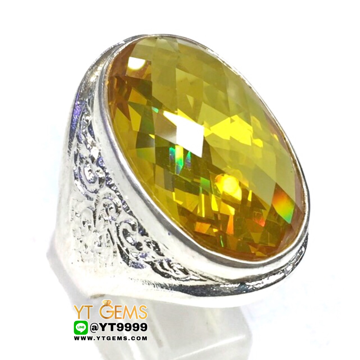 แหวนบุษราคัม แหวนเงินแท้ 92.5% ประดับ พลอยบุษราคัม (cz) YTG-9982 YTGEMS
