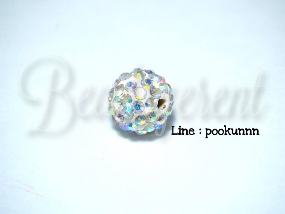 ลูกปัดฝังเพชร 12มม. สีเหลือบขาว (1 ชิ้น) SKU-01586
