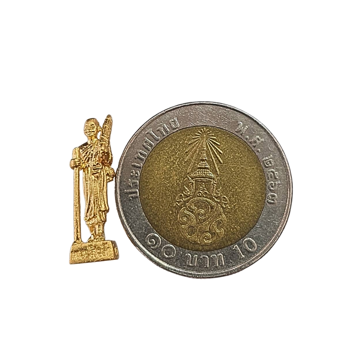 รูปหล่อลอยองค์พระสีวลีมหาลาภวัดเพชรสมุทรวรวิหารจ.สมุทรสงครามเนื้อกะไหล่ทอง