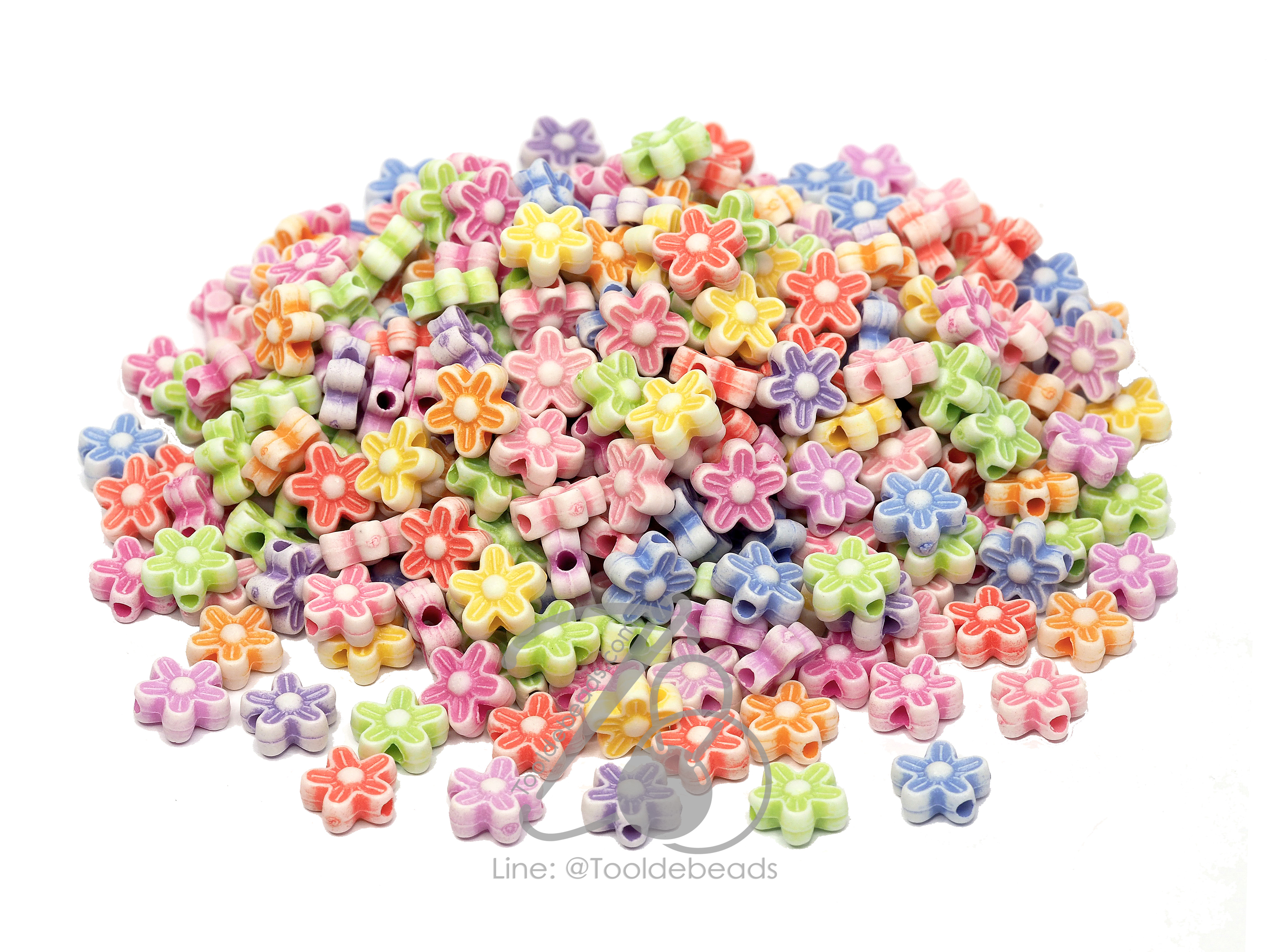 ลูกปัดแฟนซี 9มม. ลายดอกไม้ (100 กรัม) SKU-06965