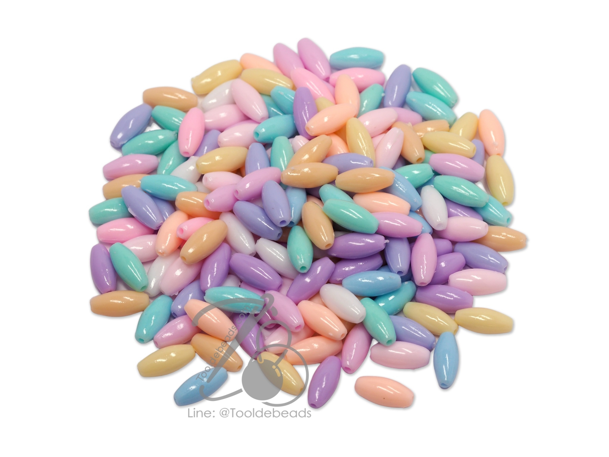ลูกปัดพาสเทล 13มม. ลายเม็ดข้าว (10 กรัม) SKU-09811