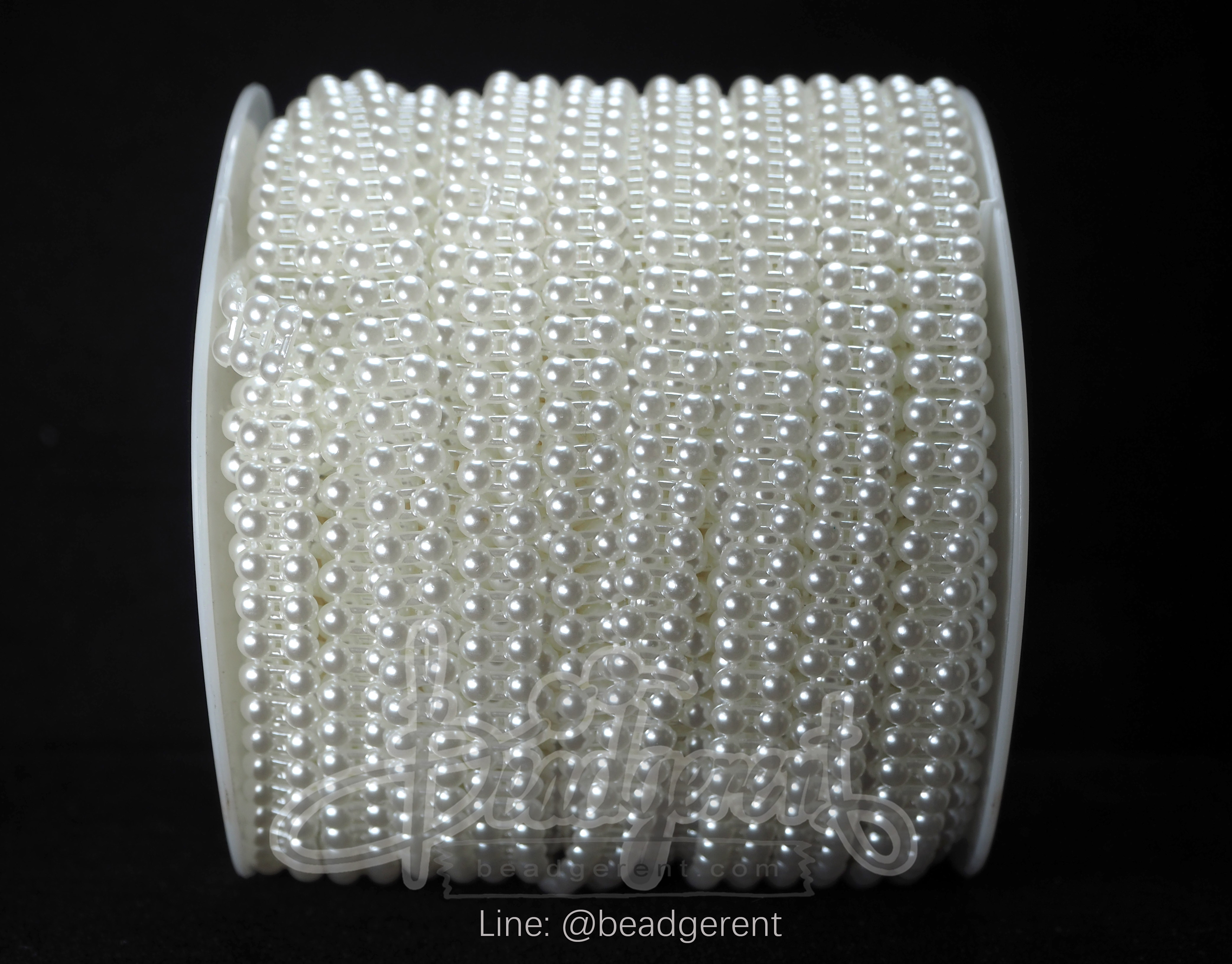 มุกเส้น 4มม. เส้นคู่ สีขาว (25 หลา) SKU-01854