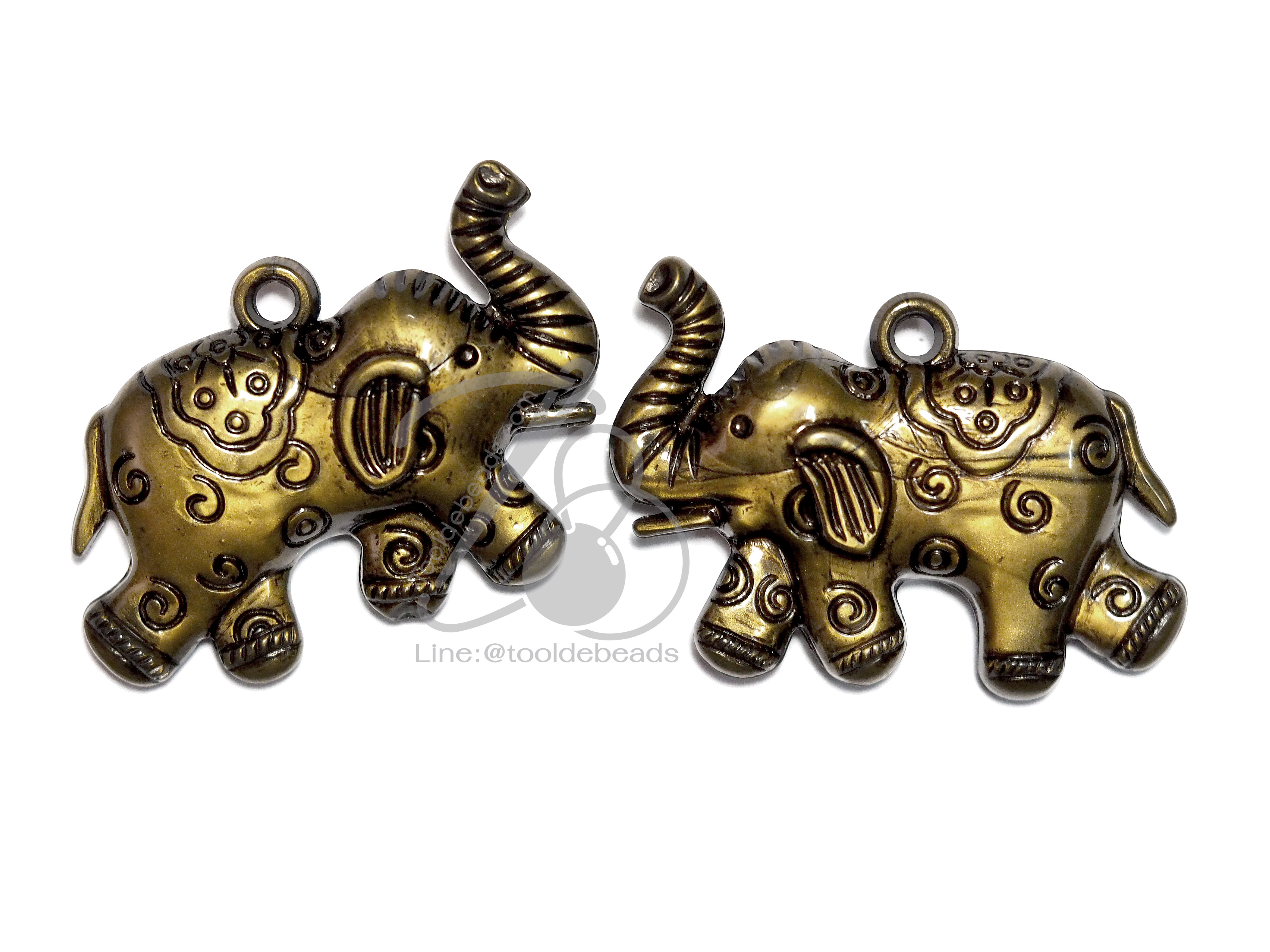 จี้อะคริลิค 60*33มม. ลายช้างม้วน สีสนิม (15 กรัม) SKU-05881