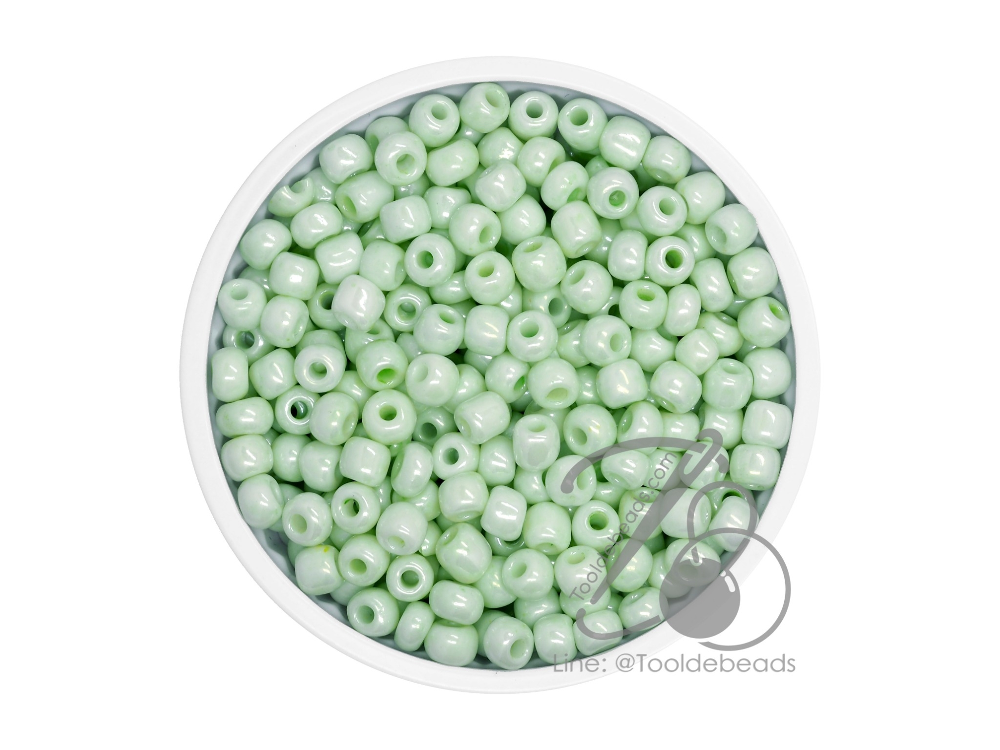 OK Brand ลูกปัดเม็ดทราย 6/0 โทนมุกด้าน สีเขียวตอง (450 กรัม) SKU-09097