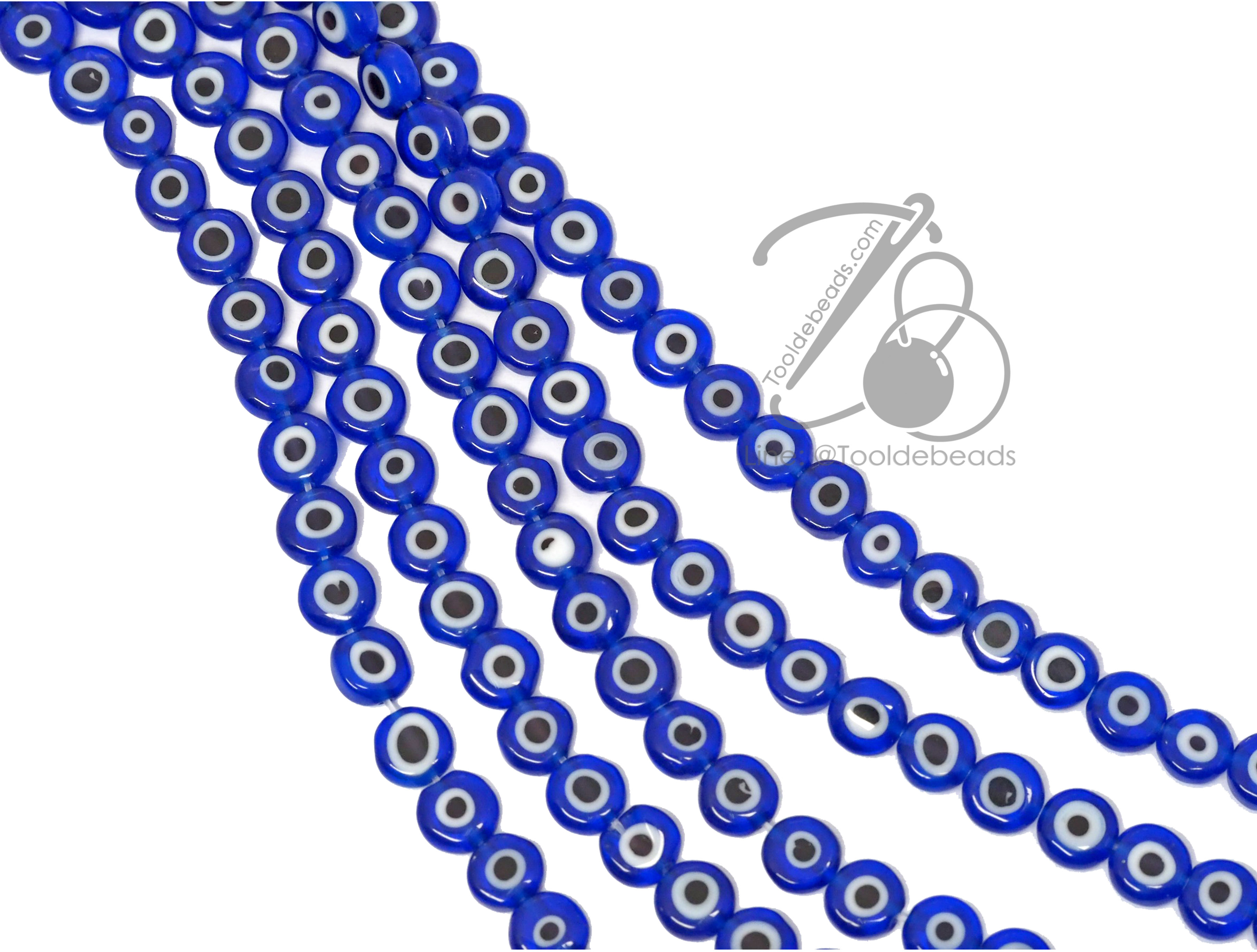 ลูกปัด evil eye 6มม. สีน้ำเงิน (60 เม็ด) SKU-13764