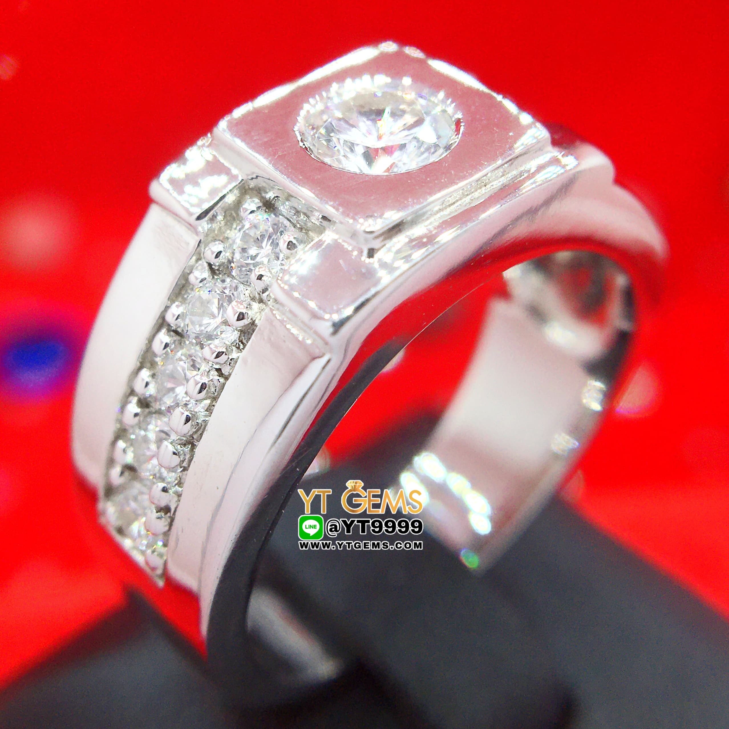 แหวนเพชร แหวนเงินแท้ ชุบทองคำขาว เพชร Swiss แหวนปลอกมีด YTG-2489 YTGEMS