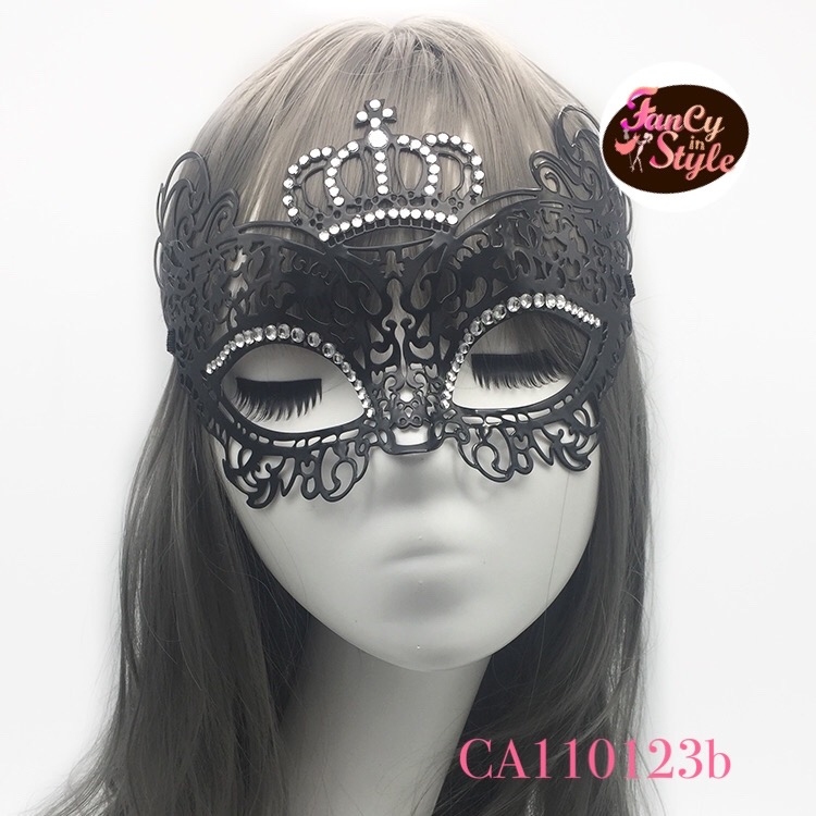 Fancy Mask/หน้ากากโลหะสีดำลายฉลุประดับเพชรเทียม