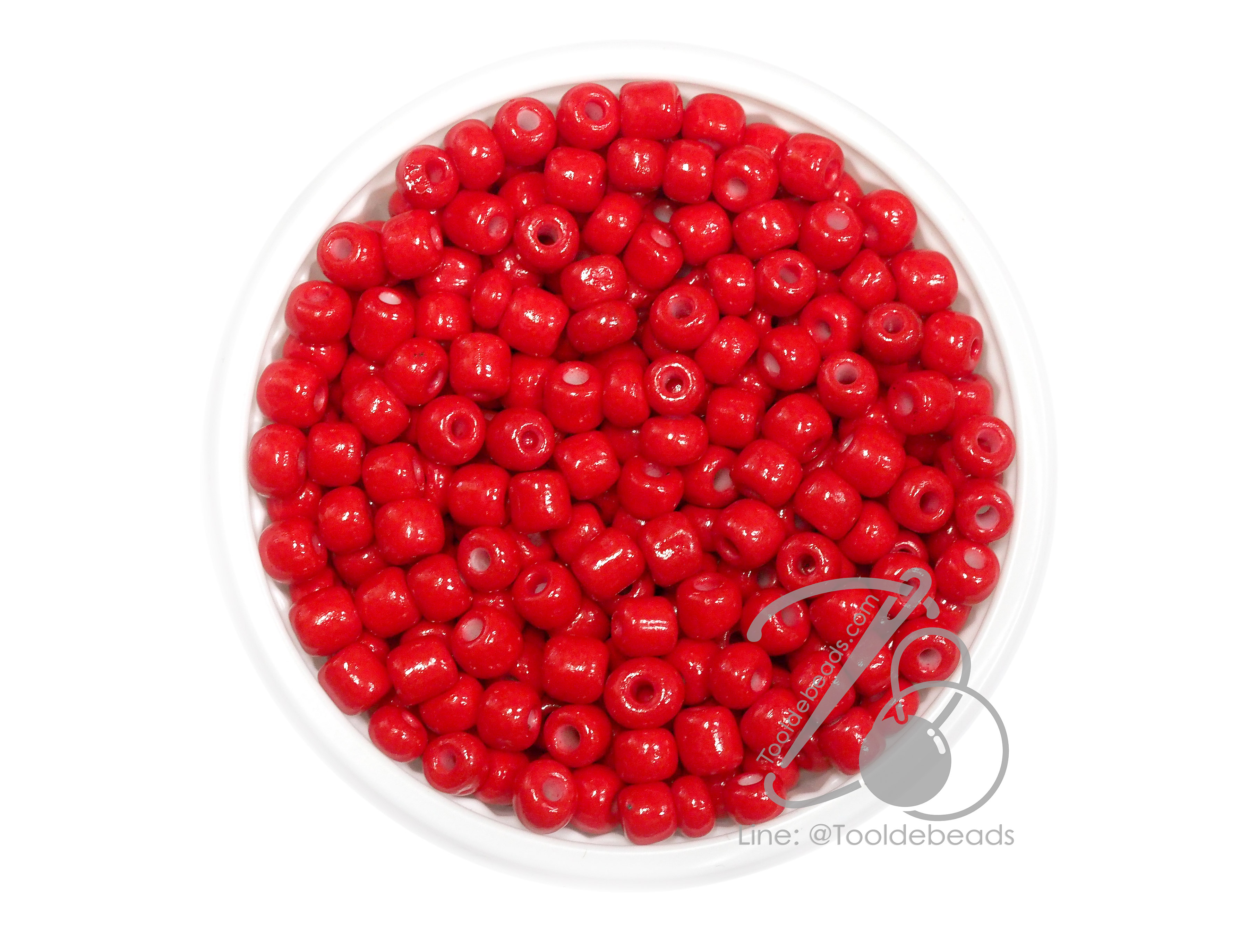 OK Brand ลูกปัดเม็ดทราย 6/0 โทนด้าน สีแดง (450 กรัม) SKU-14912