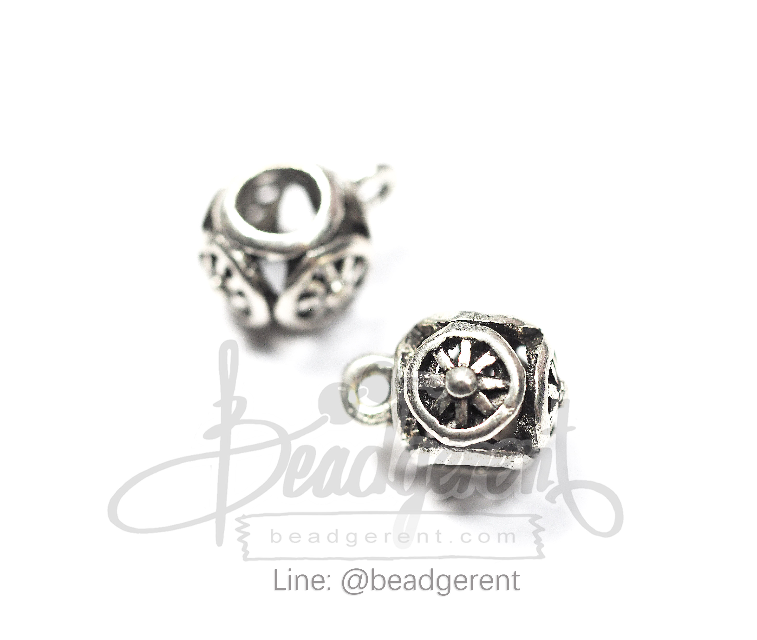 ลูกปัดโรเดียม 74 8มม. ลายกลมฉลุ (1 ชิ้น) SKU-03524