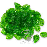 จี้อะคริลิค 8*13มม. ลายใบไม้จิ้ว สีเขียวใส (10 กรัม) SKU-15501