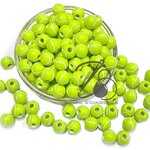 ลูกปัดอะคริลิค 11มม. ลายลูกเทนนิส สีสด (100 กรัม) SKU-12899