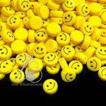 ลูกปัดอะคริลิค 12มม. ลายหน้ายิ้มกลมแบน สีสด (50 กรัม) SKU-12918