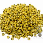 ลูกปัดอะคริลิค 6มม. ลายหน้ายิ้ม สีเหลือง (100 กรัม) SKU-12792