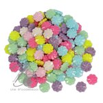 ลูกปัดอะคริลิค 12มม. ลายดอกไม้พัด คละสีหวาน (100 กรัม) SKU-12210