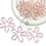 ลูกปัดอะคริลิค 43มม. ลายดอกไม้ เคลือบรุ้งใส สีชมพู (10 กรัม) SKU-16992