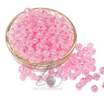 ลูกปัดอะคริลิค 8มม. ลายเกล็ดหิมะ สีชมพูอ่อน สีใส (80 กรัม)