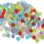 ลูกปัดอะคริลิค 10มม. ลายเกล็ดหิมะ โทนสีฟ้า-เขียว คละสีใส (80 กรัม) SKU-12914