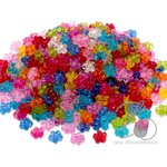 ลูกปัดอะคริลิค 7มม. ลายดอกซากุระ คละสีใส (50 กรัม) SKU-12029
