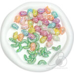 ลูกปัดอะคริลิค 20มม. ลายดอกทิวลิป ใบคู่ เคลือบรุ้งหวาน คละสี (100 ชุด) SKU-16714