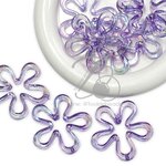 ลูกปัดอะคริลิค 43มม. ลายดอกไม้ เคลือบรุ้งใส สีม่วง (10 กรัม) SKU-16993